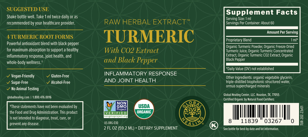 Tumaric Label Organic Liquid Turmeric (2 oz) by Global Healing